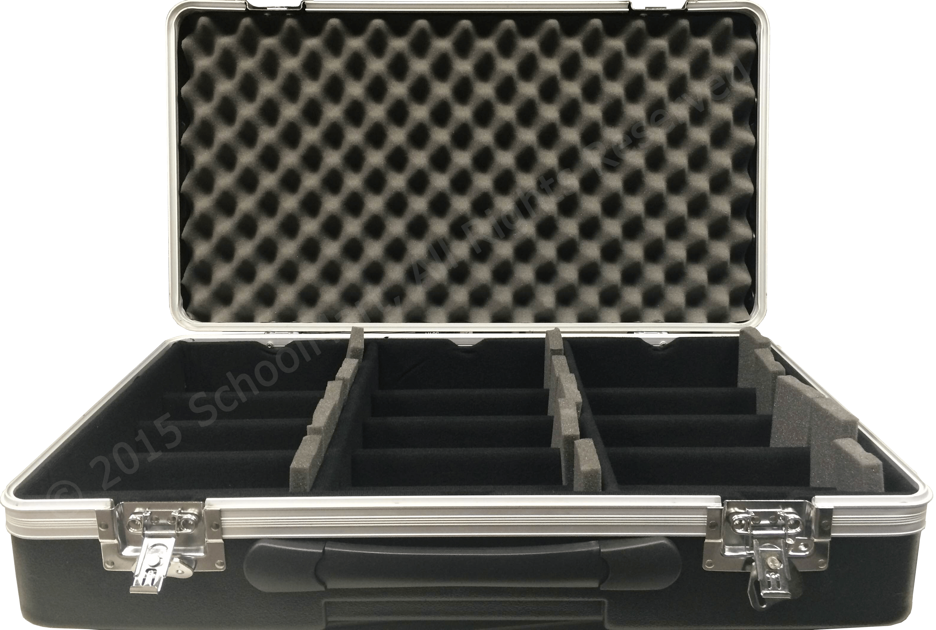 Hard Case Storage for 30 Graphing Calculators with Hard Lined Numbered Slots, Wheels and Handle