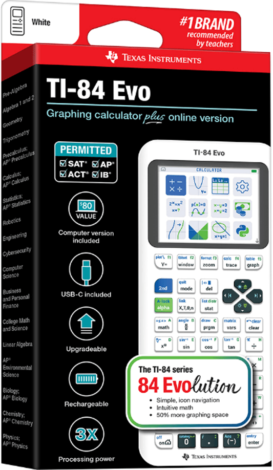 TI 84 EVO Graphing Calculator – White
